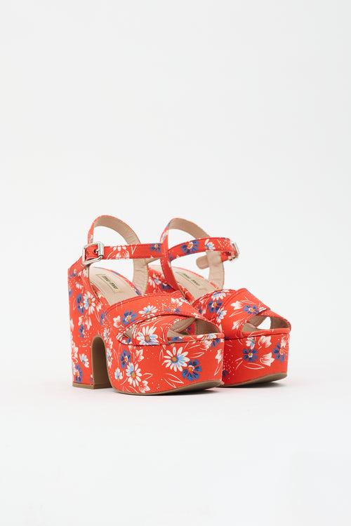 Miu Miu Floral Platform Sandal