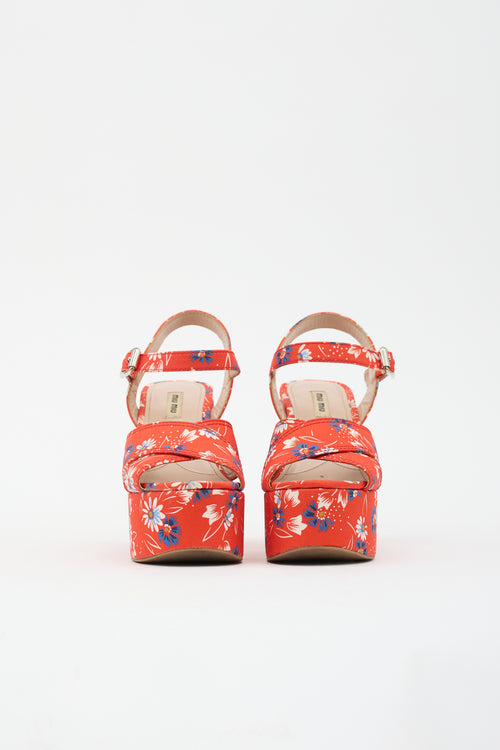 Miu Miu Floral Platform Sandal