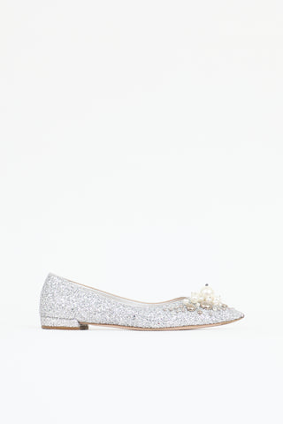 Miu Miu Glitter Embellished Flat