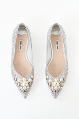 Miu Miu Glitter Embellished Flat