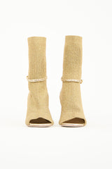 Miu Miu Glitter Open Toe Sock Boot