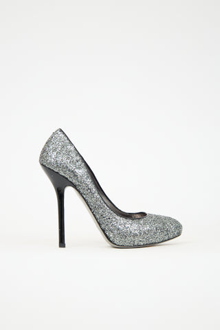 Miu Miu Glitter Platform Pump