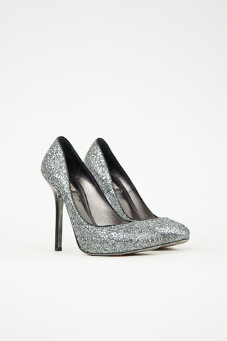 Miu Miu Glitter Platform Pump