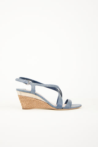 Grained Leather Wedge Sandal