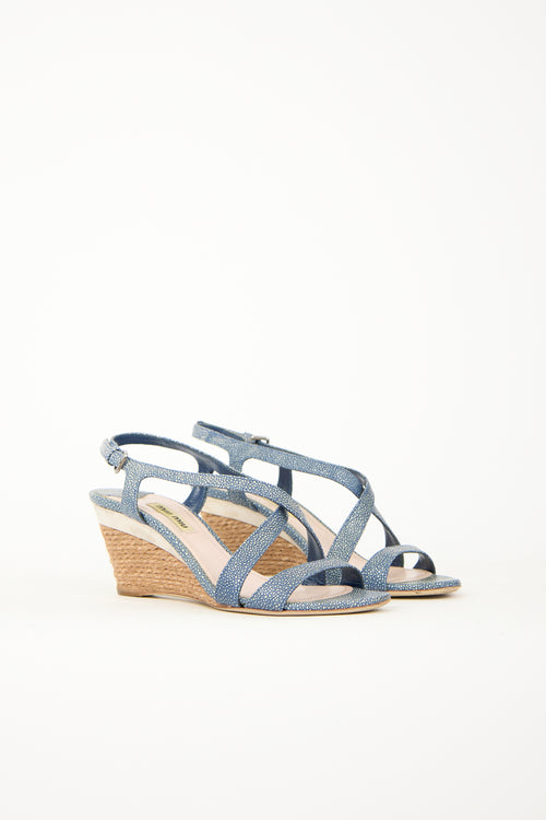 Grained Leather Wedge Sandal