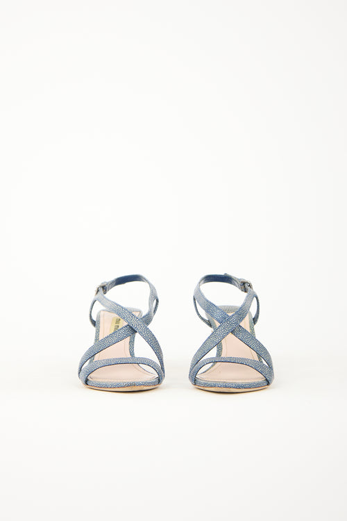 Grained Leather Wedge Sandal