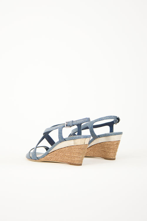 Grained Leather Wedge Sandal