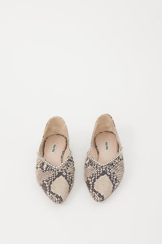 Miu Miu Grey & Black Textured Flat