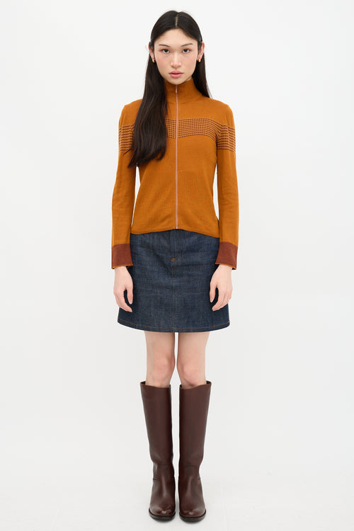 Miu Miu Intarsia Zip Sweater