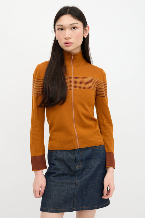 Miu Miu Intarsia Zip Sweater