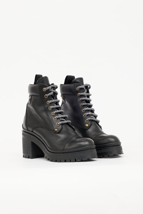 Miu Miu Leather Combat Boot