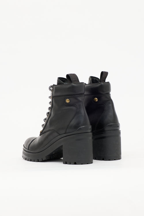 Miu Miu Leather Combat Boot