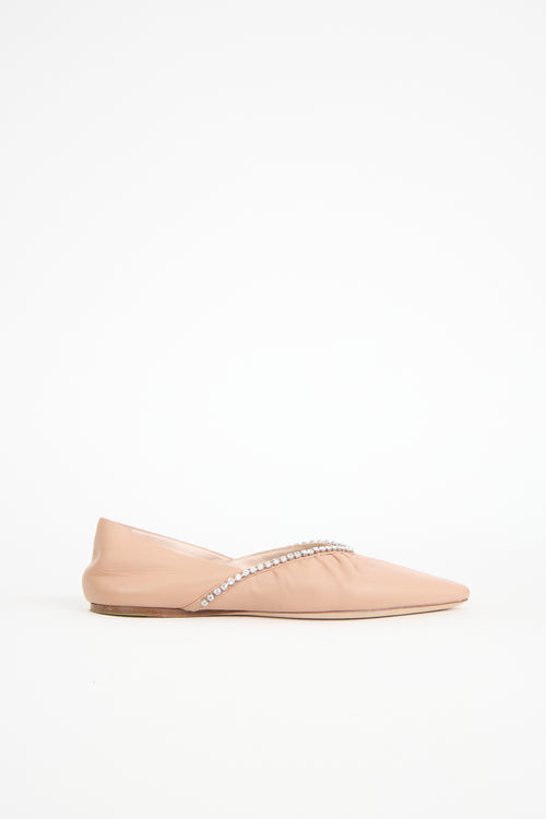 Miu Miu Leather Embellished Flat