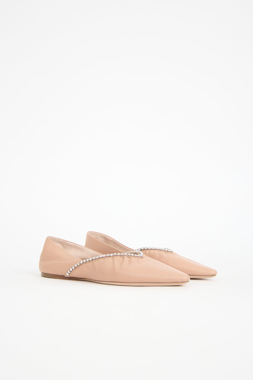 Miu Miu Leather Embellished Flat