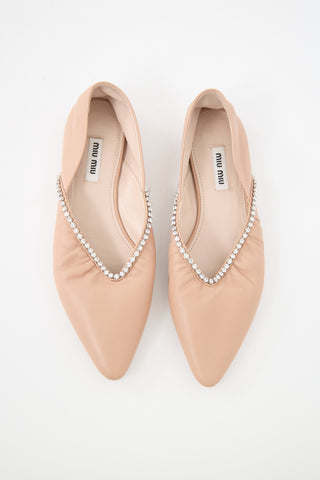 Miu Miu Leather Embellished Flat