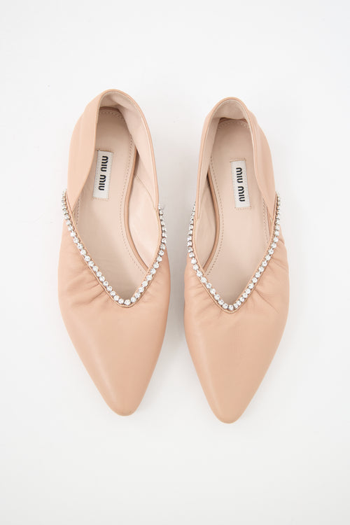 Miu Miu Leather Embellished Flat