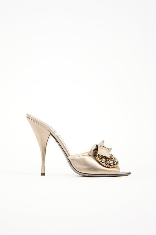 Miu Miu Leather Embellished Sandal