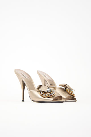 Miu Miu Leather Embellished Sandal