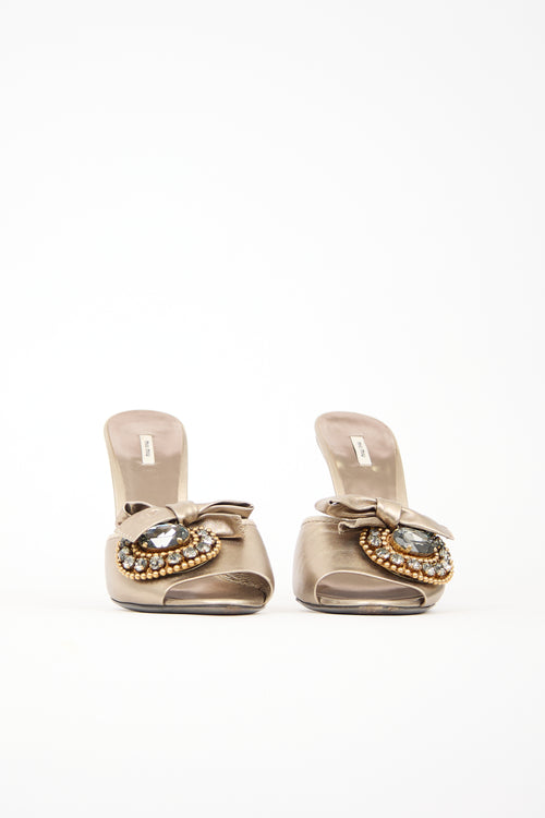 Miu Miu Leather Embellished Sandal