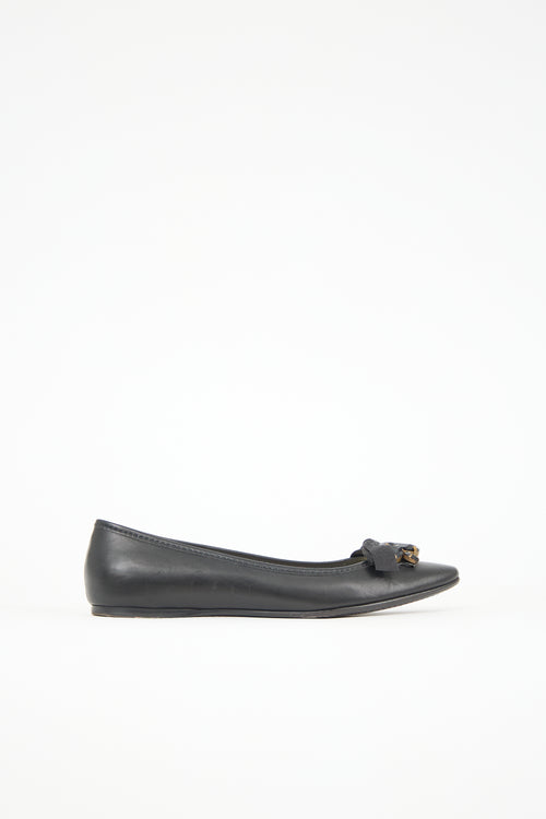 Miu Miu Leather Embellished Ballet Flat