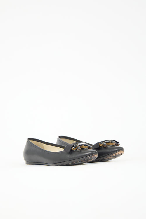 Miu Miu Leather Embellished Ballet Flat