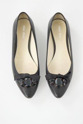 Miu Miu Leather Embellished Ballet Flat