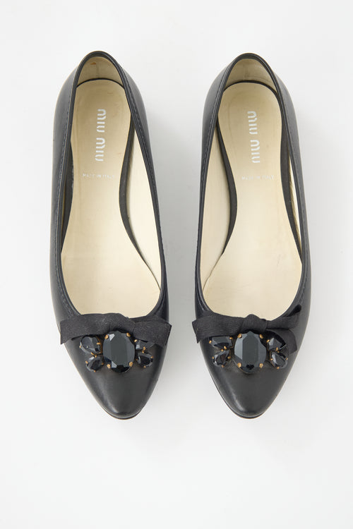 Miu Miu Leather Embellished Ballet Flat