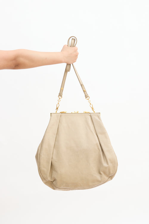 Miu Miu Leather Frame Top Handle Bag