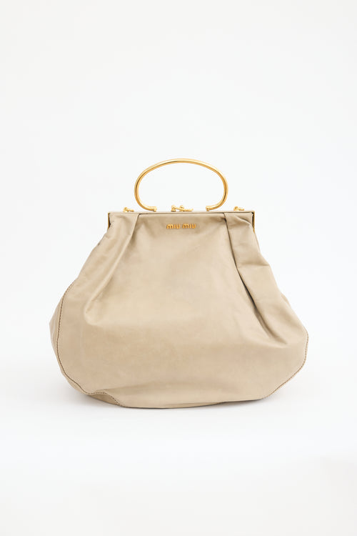 Miu Miu Leather Frame Top Handle Bag