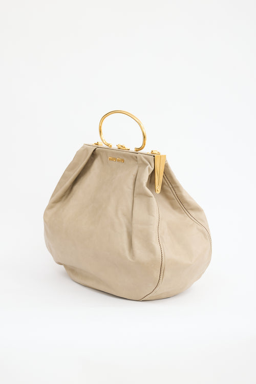 Miu Miu Leather Frame Top Handle Bag