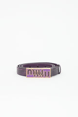 Miu Miu Leather Logo Plaque Slim Belt