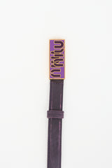 Miu Miu Leather Logo Plaque Slim Belt