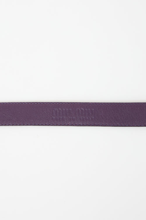 Miu Miu Leather Logo Plaque Slim Belt