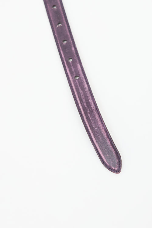 Miu Miu Leather Logo Plaque Slim Belt