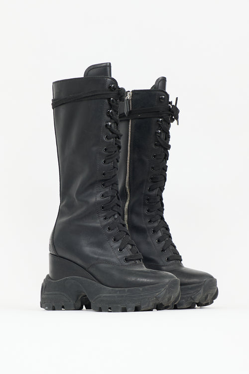 Miu Miu Leather Platform Combat Boot