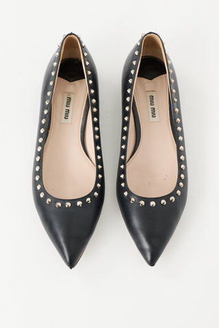 Miu Miu Leather Studded Ballet Flat