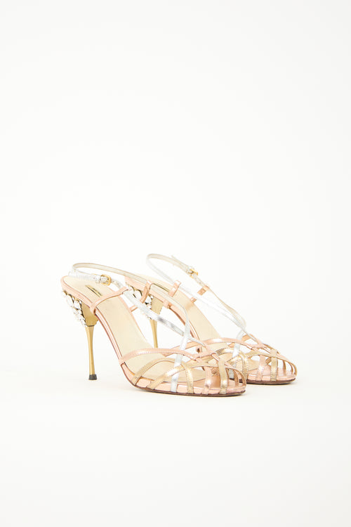 Miu Miu Leather & Crystal Slingback Heel