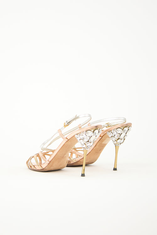 Miu Miu Leather & Crystal Slingback Heel