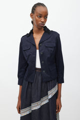 Miu Miu Navy & Black Embellished Collar Jacket