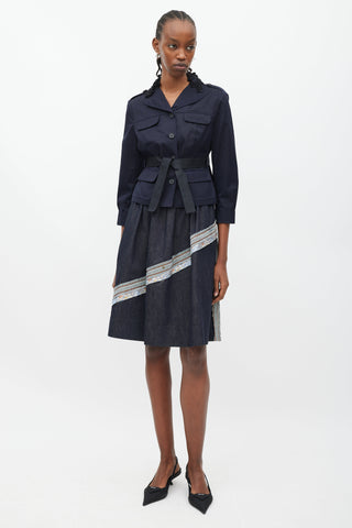 Miu Miu Navy & Black Embellished Collar Jacket