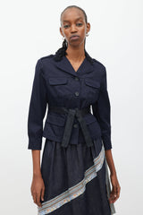 Miu Miu Navy & Black Embellished Collar Jacket