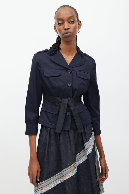Miu Miu Navy & Black Embellished Collar Jacket