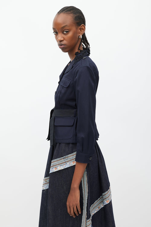 Miu Miu Navy & Black Embellished Collar Jacket