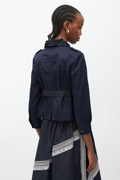 Miu Miu Navy & Black Embellished Collar Jacket