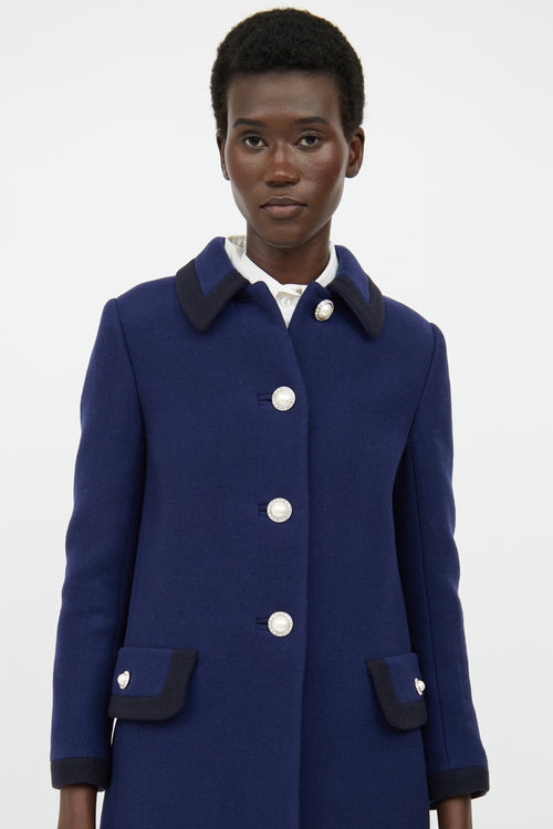 Miu Miu Blue & Black Button Pea Coat