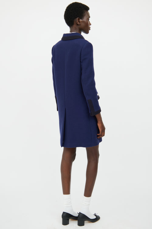 Miu Miu Blue & Black Button Pea Coat