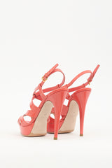 Miu Miu Orange Patent Leather Caged Heel