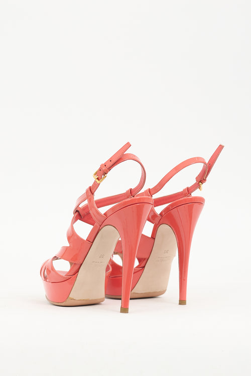 Miu Miu Orange Patent Leather Caged Heel