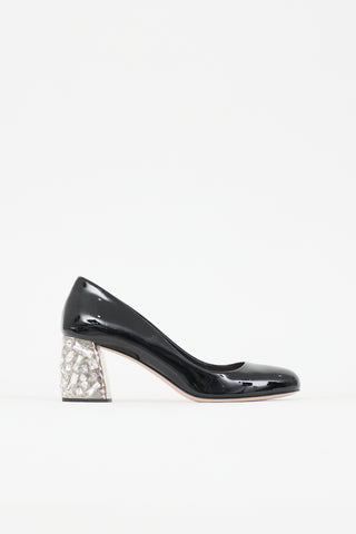 Miu Miu Patent Crystal Block Heel Pump