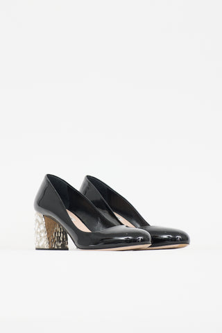Miu Miu Patent Crystal Block Heel Pump